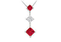 Ruby and Diamond Pendant : 14K White Gold - 1.00 CT TGW