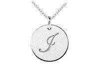 14K White Gold Plain Letter I Script Disc Initial Pendant