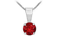 Ruby Solitaire Pendant : 14K White Gold - 1.00 CT TGW