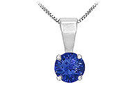 Sapphire Solitaire Pendant : 14K White Gold - 1.00 CT TGW
