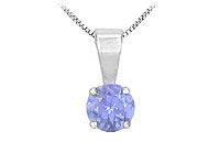 Tanzanite Solitaire Pendant : 14K White Gold - 1.00 CT TGW