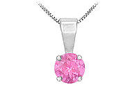 Pink Sapphire Solitaire Pendant : 14K White Gold - 1.00 CT TGW
