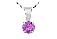 Amethyst Solitaire Pendant : 14K White Gold - 1.00 CT TGW