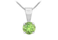 Peridot Solitaire Pendant : 14K White Gold - 1.00 CT TGW