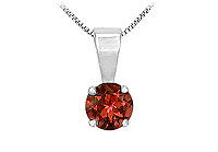 Garnet Solitaire Pendant : 14K White Gold - 1.00 CT TGW