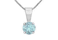 Aquamarine Solitaire Pendant : 14K White Gold - 1.00 CT TGW