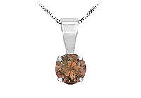 Smoky Topaz Solitaire Pendant : 14K White Gold - 1.00 CT TGW