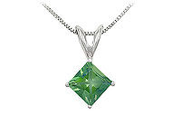 Emerald Solitaire Pendant : 14K White Gold - 1.00 CT TGW