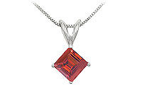 Ruby Solitaire Pendant : 14K White Gold - 1.00 CT TGW