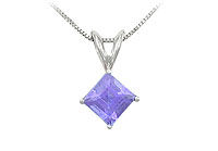Tanzanite Solitaire Pendant : 14K White Gold - 1.00 CT TGW