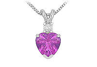 Diamond and Amethyst Solitaire Pendant : 14K White Gold - 1.00 CT TGW
