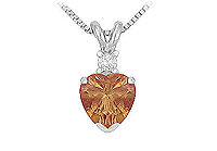 Diamond and Smoky Topaz Solitaire Pendant : 14K White Gold - 1.00 CT TGW