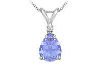 Diamond and Tanzanite Solitaire Pendant : 14K White Gold - 1.00 CT TGW