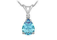 Diamond and Blue Topaz Solitaire Pendant : 14K White Gold - 1.00 CT TGW