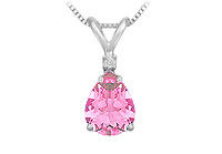 Diamond and Pink Topaz Solitaire Pendant : 14K White Gold - 1.00 CT TGW