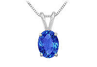 Sapphire Solitaire Pendant : 14K White Gold - 1.00 CT TGW
