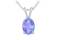 Tanzanite Solitaire Pendant : 14K White Gold - 1.00 CT TGW
