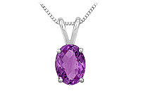 Amethyst Solitaire Pendant : 14K White Gold - 1.00 CT TGW