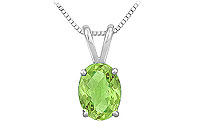 Peridot Solitaire Pendant : 14K White Gold - 1.00 CT TGW