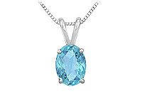 Blue Topaz Solitaire Pendant : 14K White Gold - 1.00 CT TGW