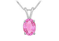 Pink Topaz Solitaire Pendant : 14K White Gold - 1.00 CT TGW