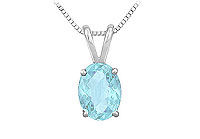 Aquamarine Solitaire Pendant : 14K White Gold - 1.00 CT TGW