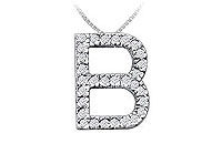 Classic B Initial Diamond Pendant : 14K White Gold - 0.45 CT Diamonds