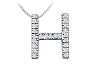Classic H Initial Diamond Pendant : 14K White Gold - 0.35 CT Diamonds