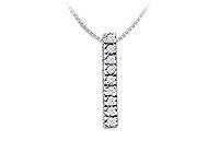 Classic I Initial Diamond Pendant : 14K White Gold - 0.15 CT Diamonds