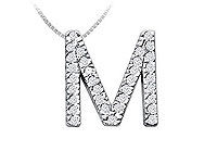 Classic M Initial Diamond Pendant : 14K White Gold - 0.50 CT Diamonds