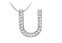 Classic U Initial Diamond Pendant : 14K White Gold - 0.33 CT Diamonds
