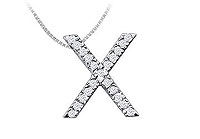 Classic X Initial Diamond Pendant : 14K White Gold - 0.33 CT Diamonds