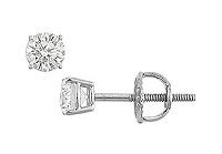 14K White Gold : Round Diamond Stud Earrings  0.25 CT. TW.