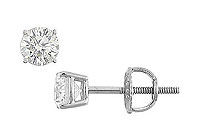 14K White Gold : Round Diamond Stud Earrings  0.33 CT. TW.