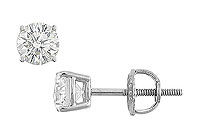 14K White Gold : Round Diamond Stud Earrings  0.50 CT. TW.
