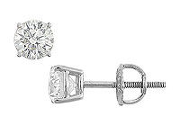 14K White Gold : Round Diamond Stud Earrings  0.75 CT. TW.