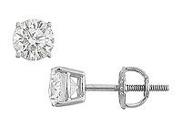 14K White Gold : Round Diamond Stud Earrings  1.00 CT. TW.