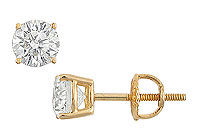 14K Yellow Gold : Round Diamond Stud Earrings  1.25 CT. TW.