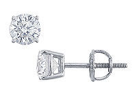 Platinum : Round Diamond Stud Earrings  1.00 CT. TW.