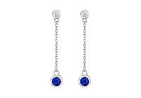 Sapphire and Diamond Earrings : 14K White Gold - 0.60 CT TGW