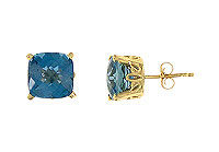 Blue Topaz Earrings : 14K yellow gold - 3.00 CT TGW