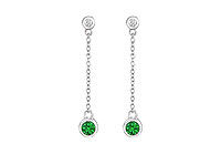 Emerald and Diamond Earrings : 14K White Gold - 0.60 CT TGW