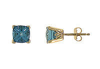 Blue Topaz Earrings : 14K yellow Gold - 3.00 CT TGW