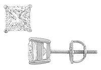 14K White Gold : Princess Cubic Zirconia Stud Earrings  5.00 CT. TGW.