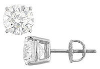 14K White Gold : Round Cubic Zirconia Stud Earrings  8.00 CT. TGW.