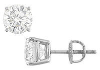 14K White Gold : Round Cubic Zirconia Stud Earrings  6.00 CT. TGW.
