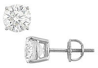 14K White Gold : Round Cubic Zirconia Stud Earrings  5.00 CT. TGW.