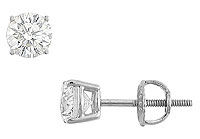 14K White Gold : Round Cubic Zirconia Stud Earrings  1.00 CT. TGW.