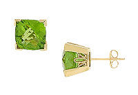 Peridot Earrings : 14K yellow Gold - 2.75 CT TGW