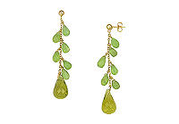 Peridot and Lemon Quartz Earrings : 14K Yellow Gold - 25.00 CT TGW